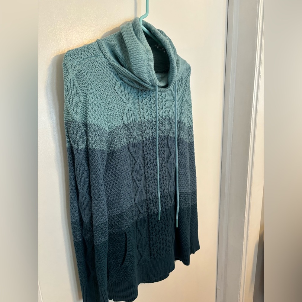 L.L. Bean Blue Ombré Funnel Neck Sweater